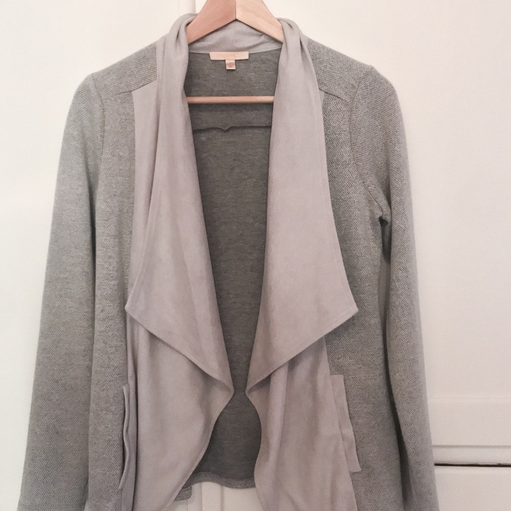 Gray Relaxed Skies Are Blue Open Blazer